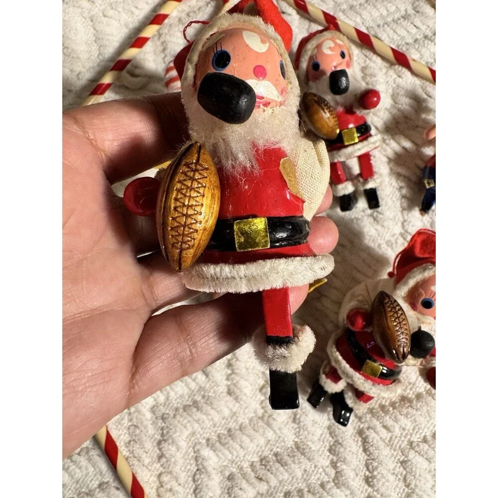 12 Vtg Tiny Painted Wooden santa pig Folk Art Mix